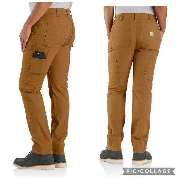 Carhartt Relaxed Fit Double Front Utility Work Pants Women 12 Carpenter Brown - Picture 11 of 11
